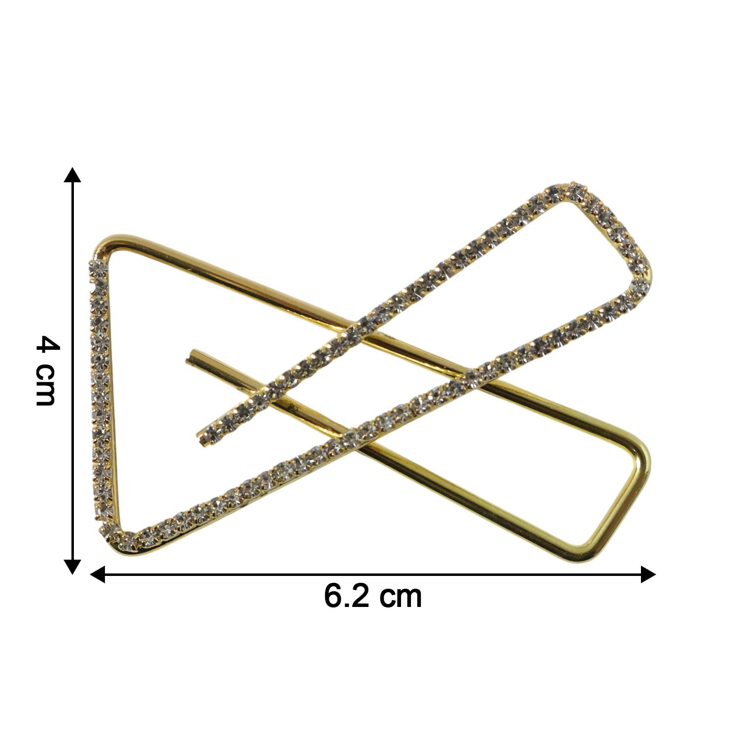 Golden Crystal Triangle Saree Safety Pin – Elegant Fabric Brooch