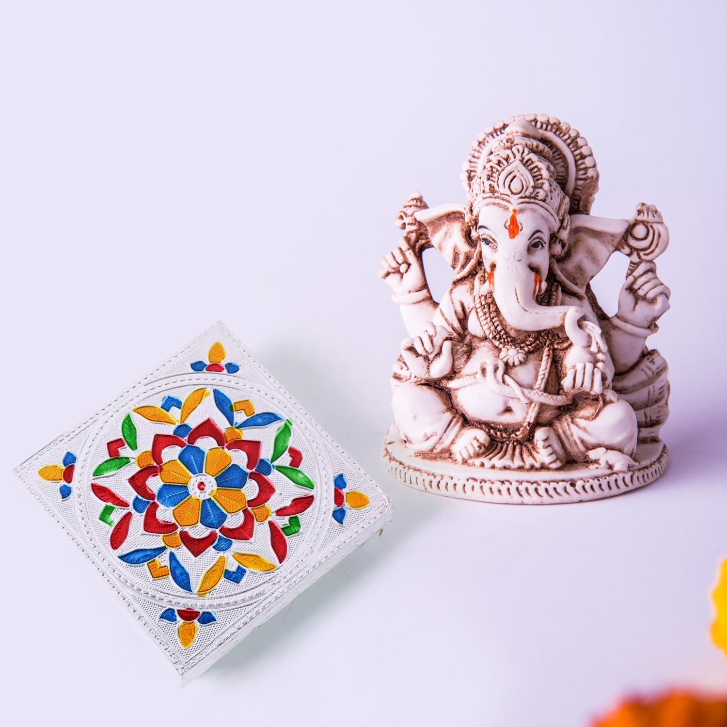 Meenakari Wooden Chowki – Handmade Puja Bajot Set for Home | VoltDesk