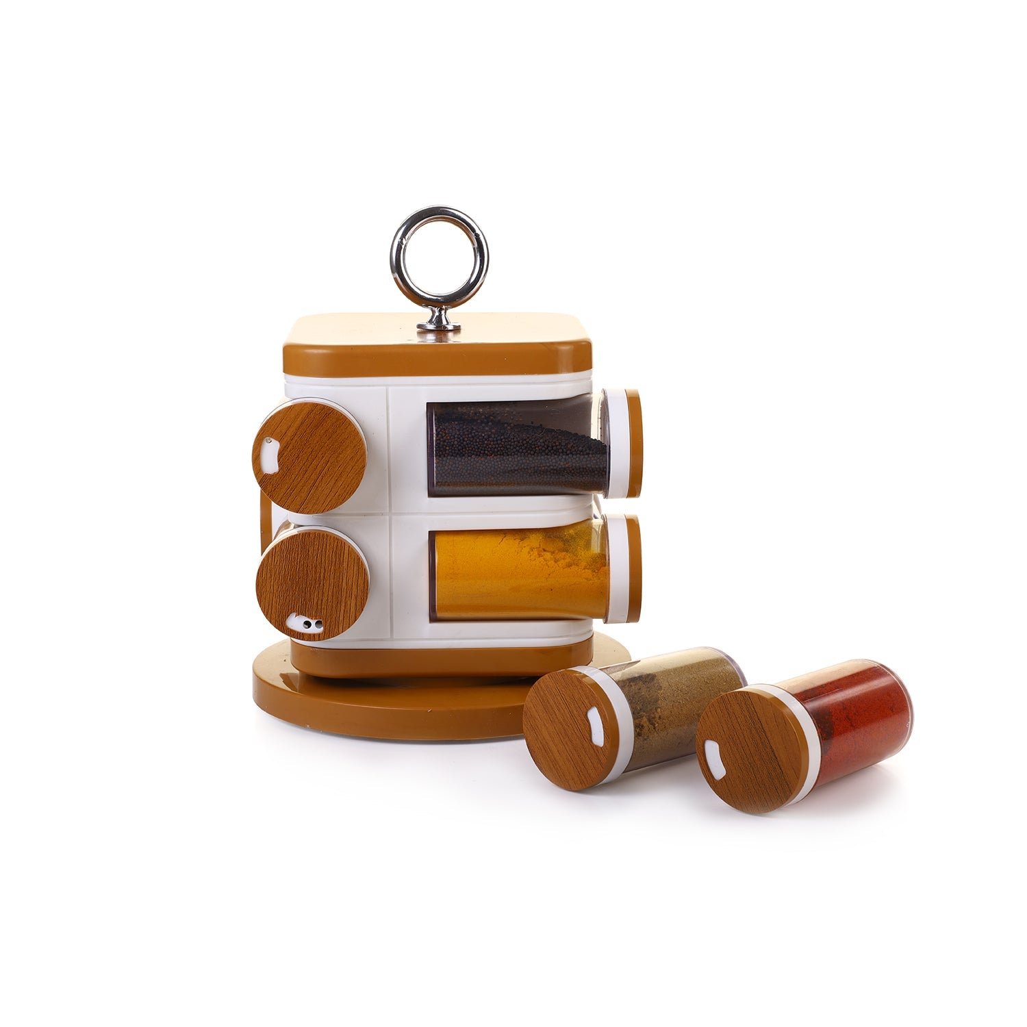 Plastic Spice Rack – 8-Jar Revolving Organizer | Ganesh Storewell