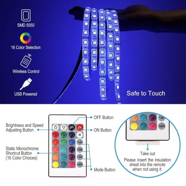 RGB LED Strip Lights – 3M Multi-Colour USB with Remote | Indo Glow