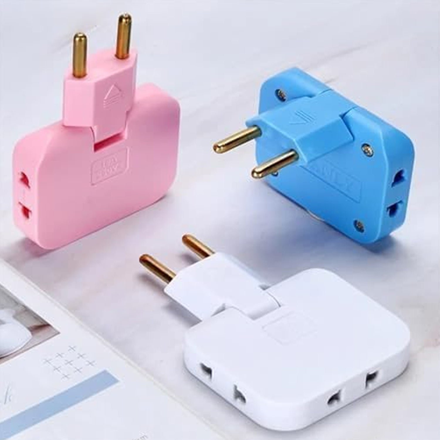 Foldable Wall Plug Adapter – 3-in-1 Compact Travel Socket | Tetherix