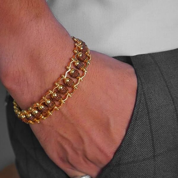 Rudraksha Bracelet – Golden Modern Design for Meditation | Bracelet Bar
