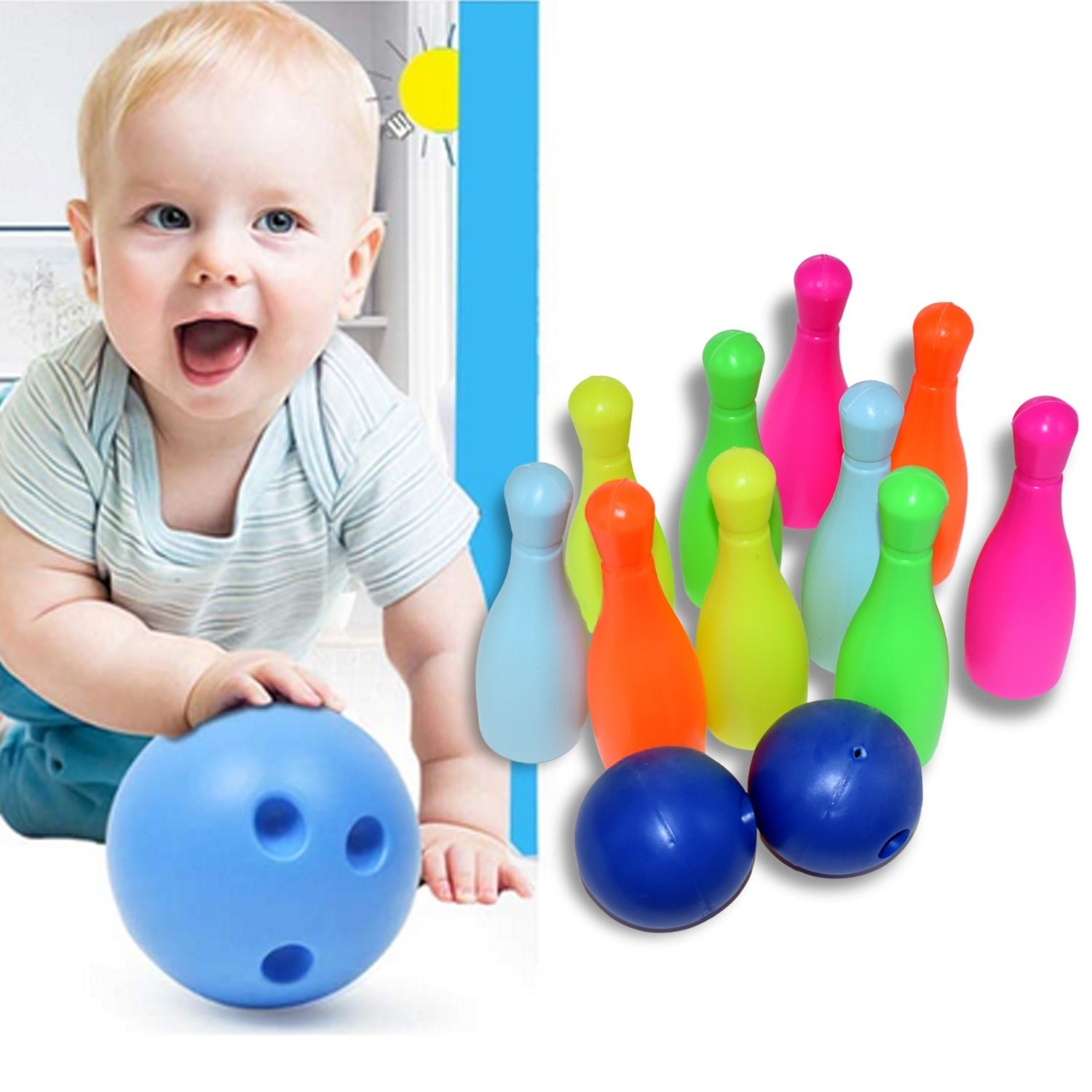 Bowling Game Set for Kids – 10 Pins & 2 Balls | Brain Horizon