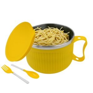 Maggie Bowl with Lid & Handle – Double-Layer Steel for Hot Meals | Jiaqi
