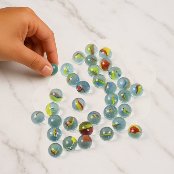Classic Glass Marbles for Kids – Set of Approx 35 Vibrant Kanchas