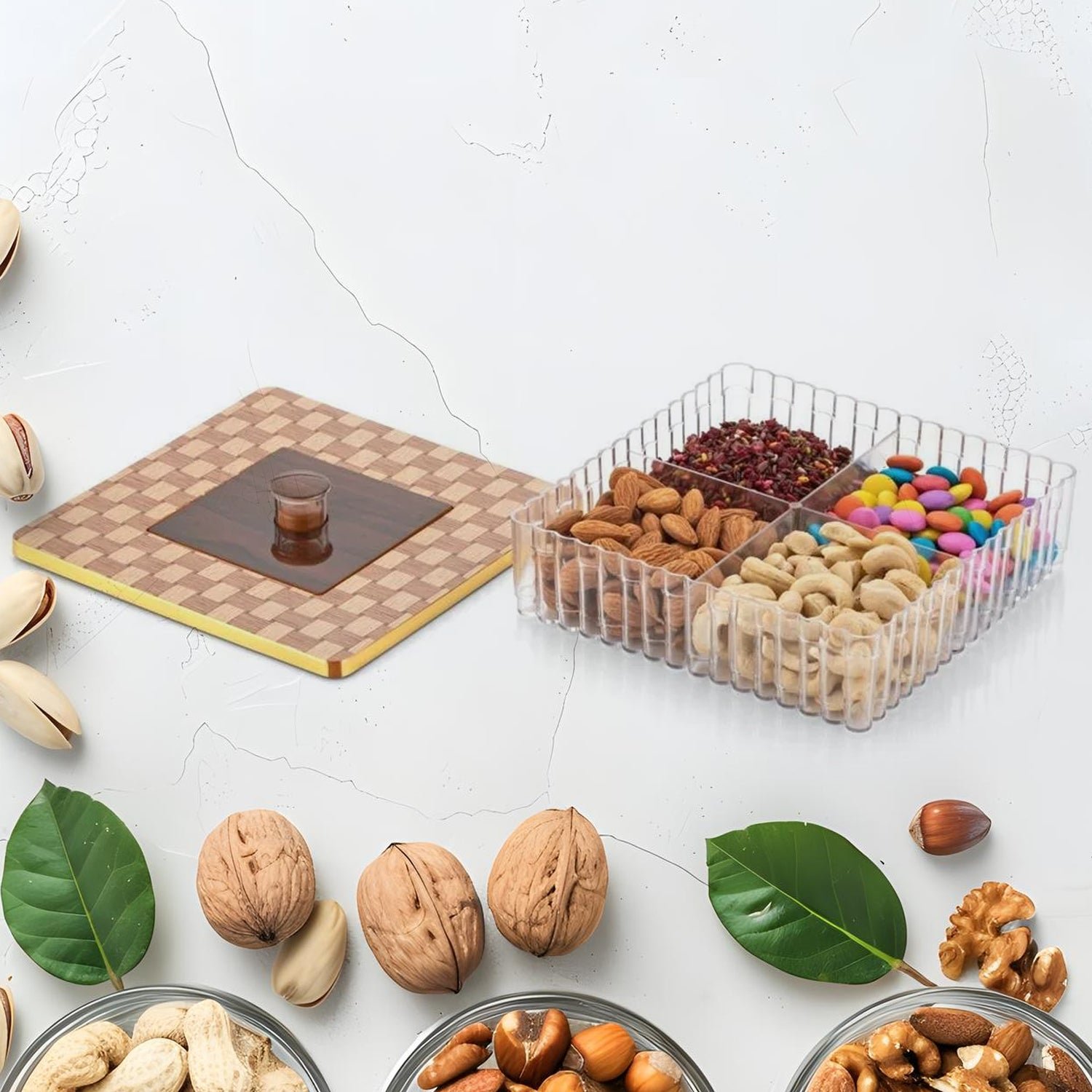 4 Compartment Dry Fruit Box – Airtight Plastic Snack Organizer | Tidy Table