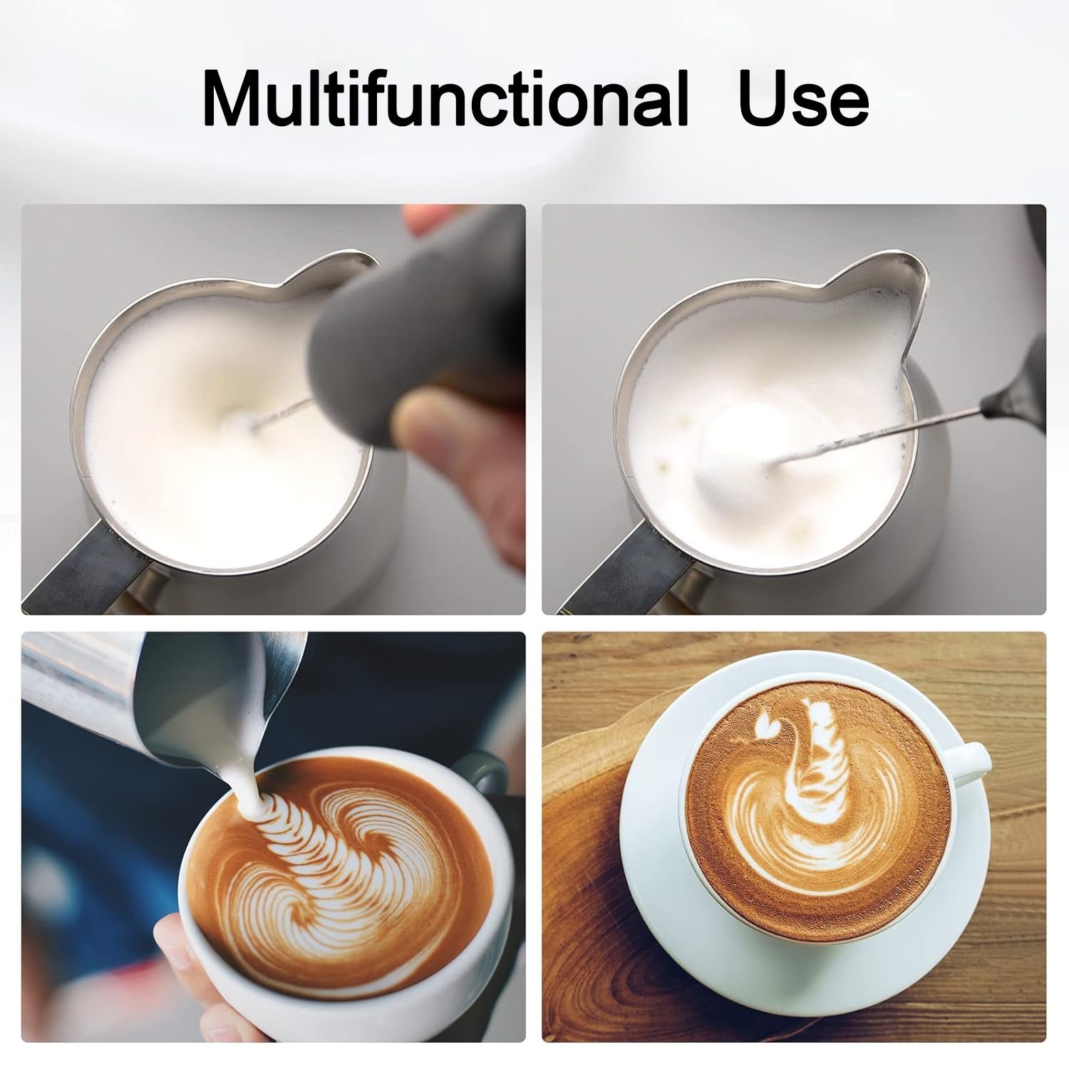 Electric Handheld Milk Frother – Portable Stainless Steel Whisk