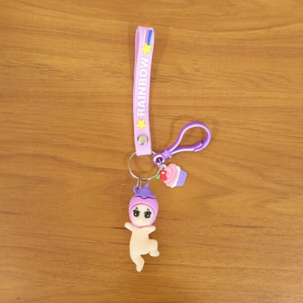 Doll Cupcake Keychain – Colorful Rainbow Strap Accessory