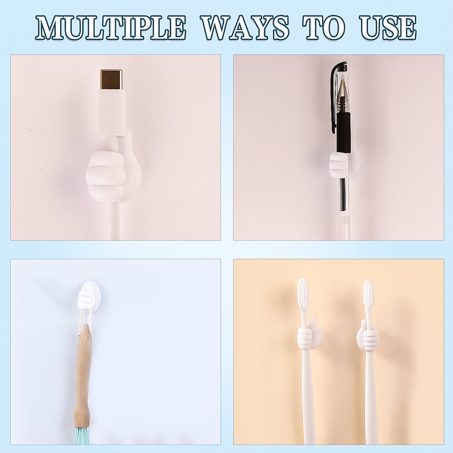 Hand-Shaped Wall Clip – Flexible Silicone Cable & Key Organizer