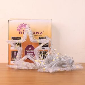 LED Curtain Lights – 12 Star Warm White for Home & Diwali | Giftoiza
