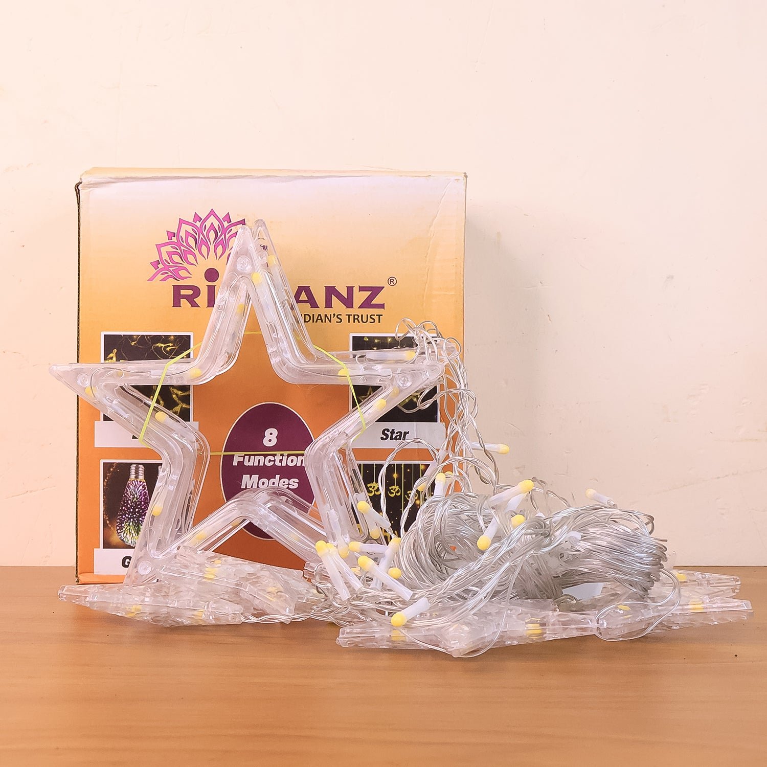 LED Curtain Lights – 12 Star Warm White for Home & Diwali | Giftoiza