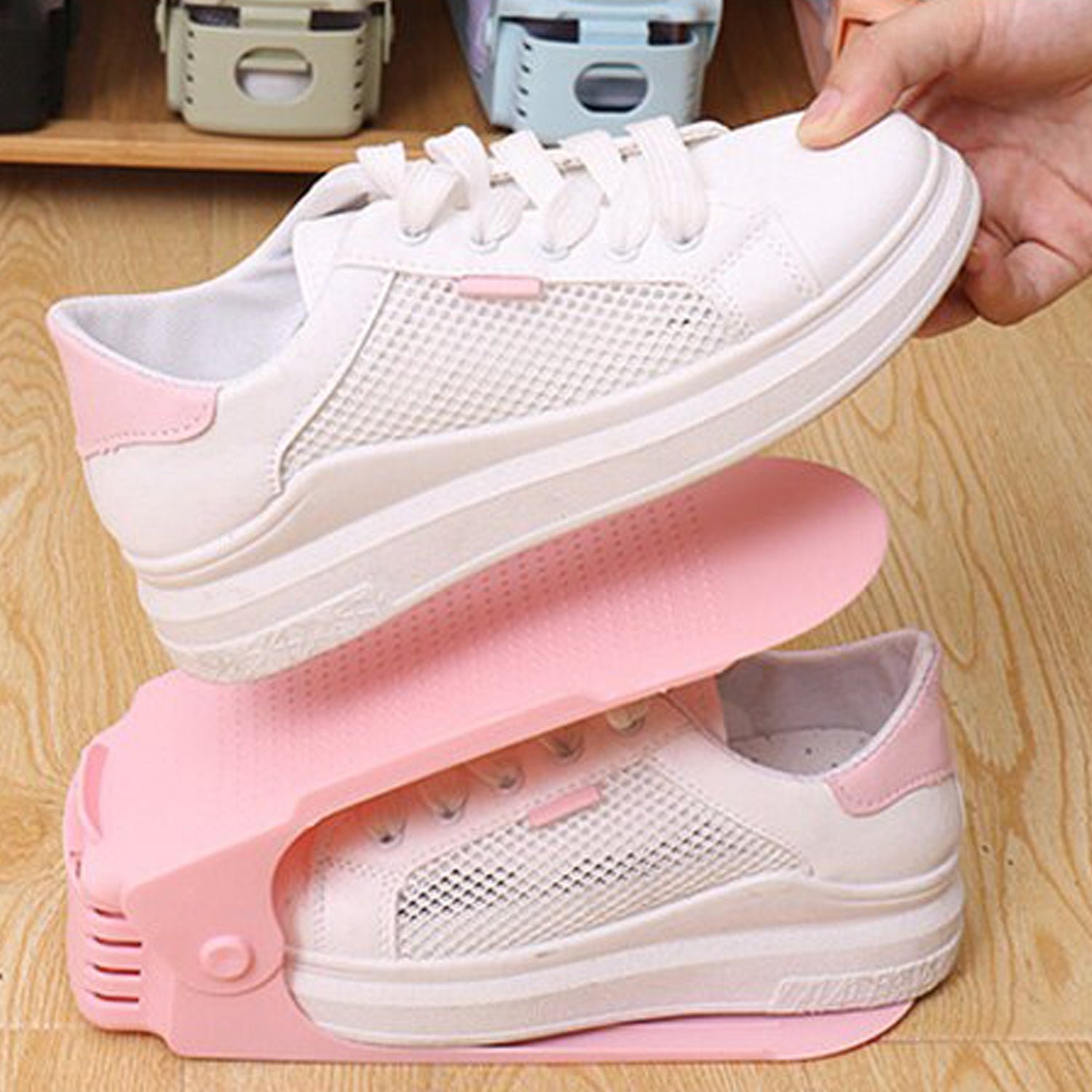 Adjustable Shoe Organizer – Folding Space Saver | Velvet Organizers