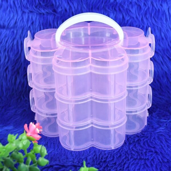 Flower-Shaped 3-Layer Storage Box – 9 Compartments Organizer
