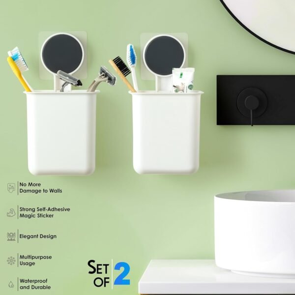Wall Mounted Bathroom Organizer Cups for Space Saving and Decluttering