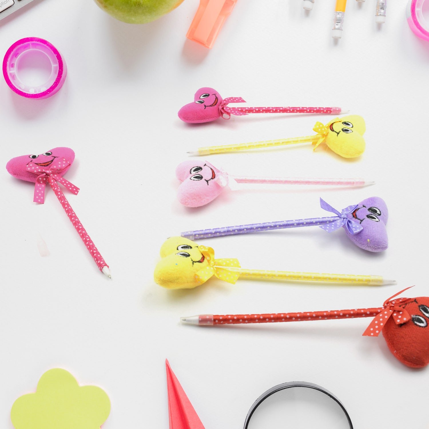 Cartoon Ballpoint Pens – 12-Pack Heart & Rattle Design | InkGlow