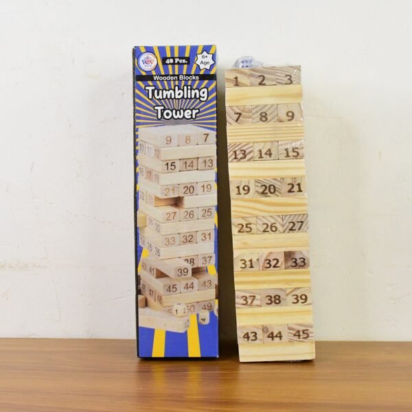Wooden Tumbling Tower Game – 48pc Family Stacking Blocks | Puzzle Vista