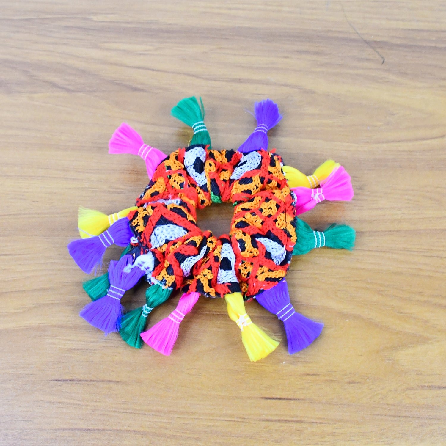 Navratri Hair Bun – Vibrant Multicolor Tassel Juda Accessory