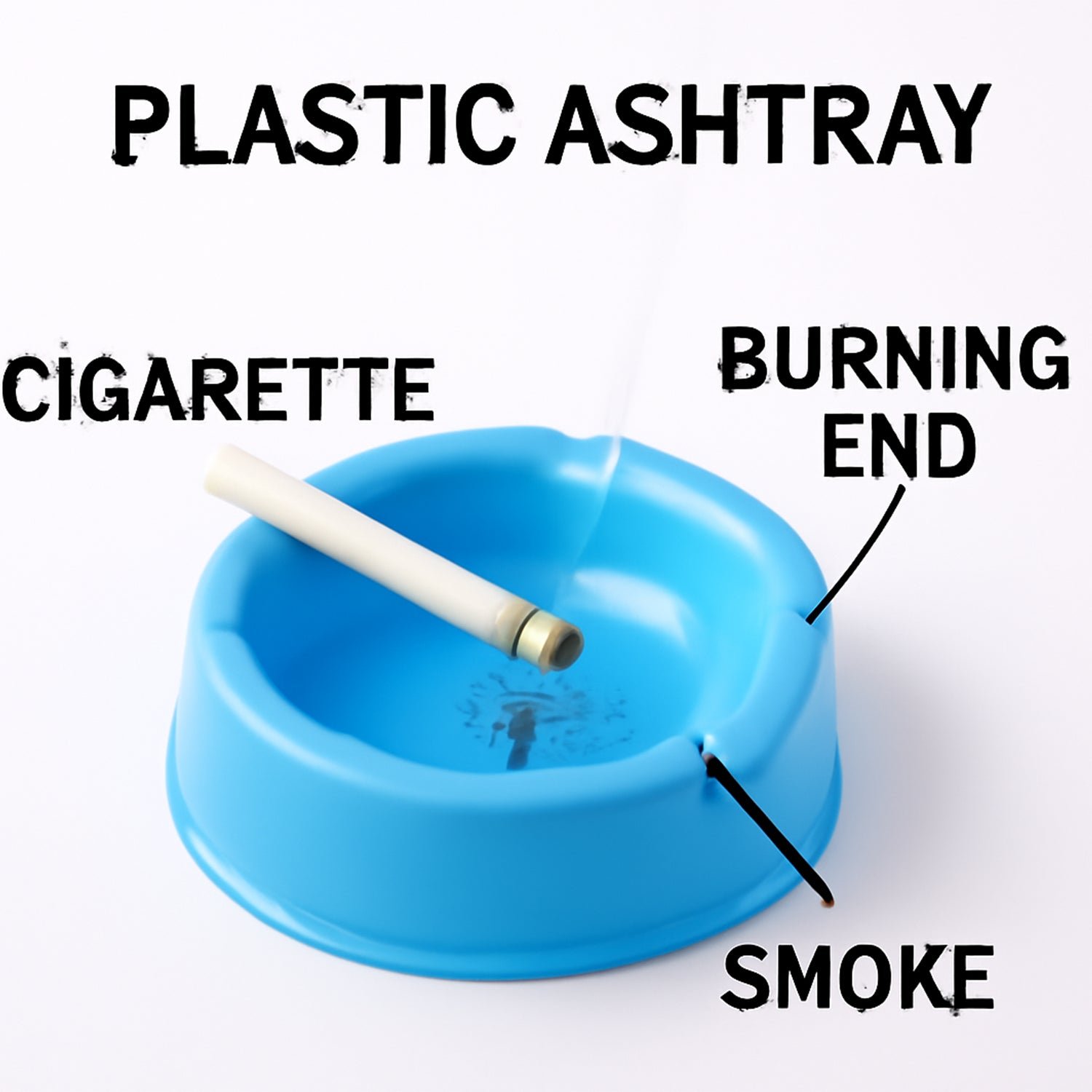 Plastic Ashtray – Durable Wide Bowl with 3 Cigarette Slots