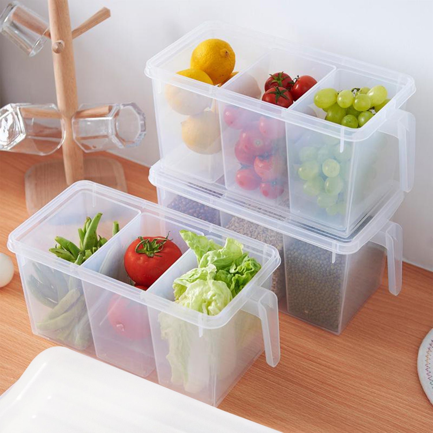 Refrigerator Organizer Box – 3 Compartments, Airtight | Lunchie Bunchie