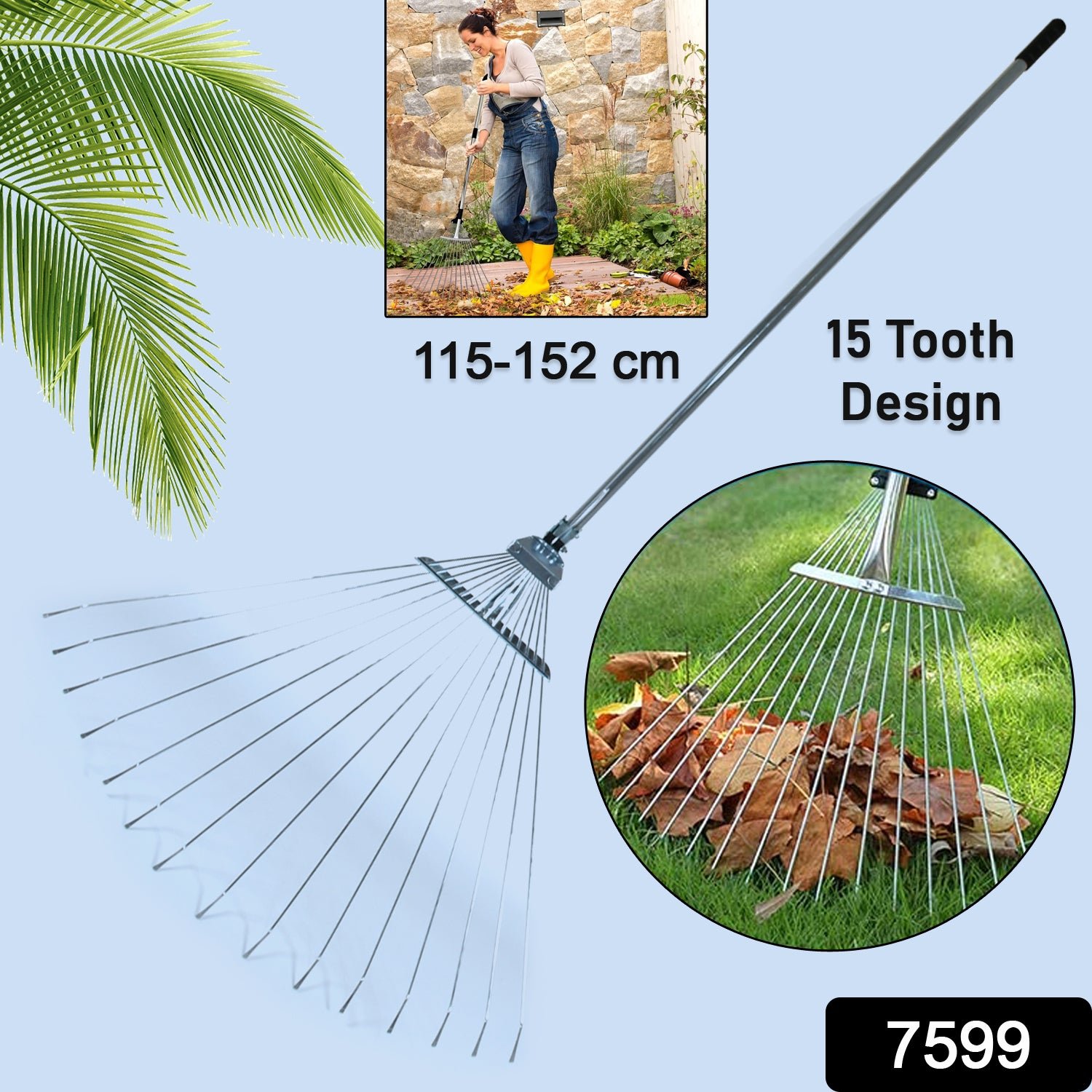 Adjustable Garden Rake – Telescopic Steel for Lawn Cleanup | Indo Glow