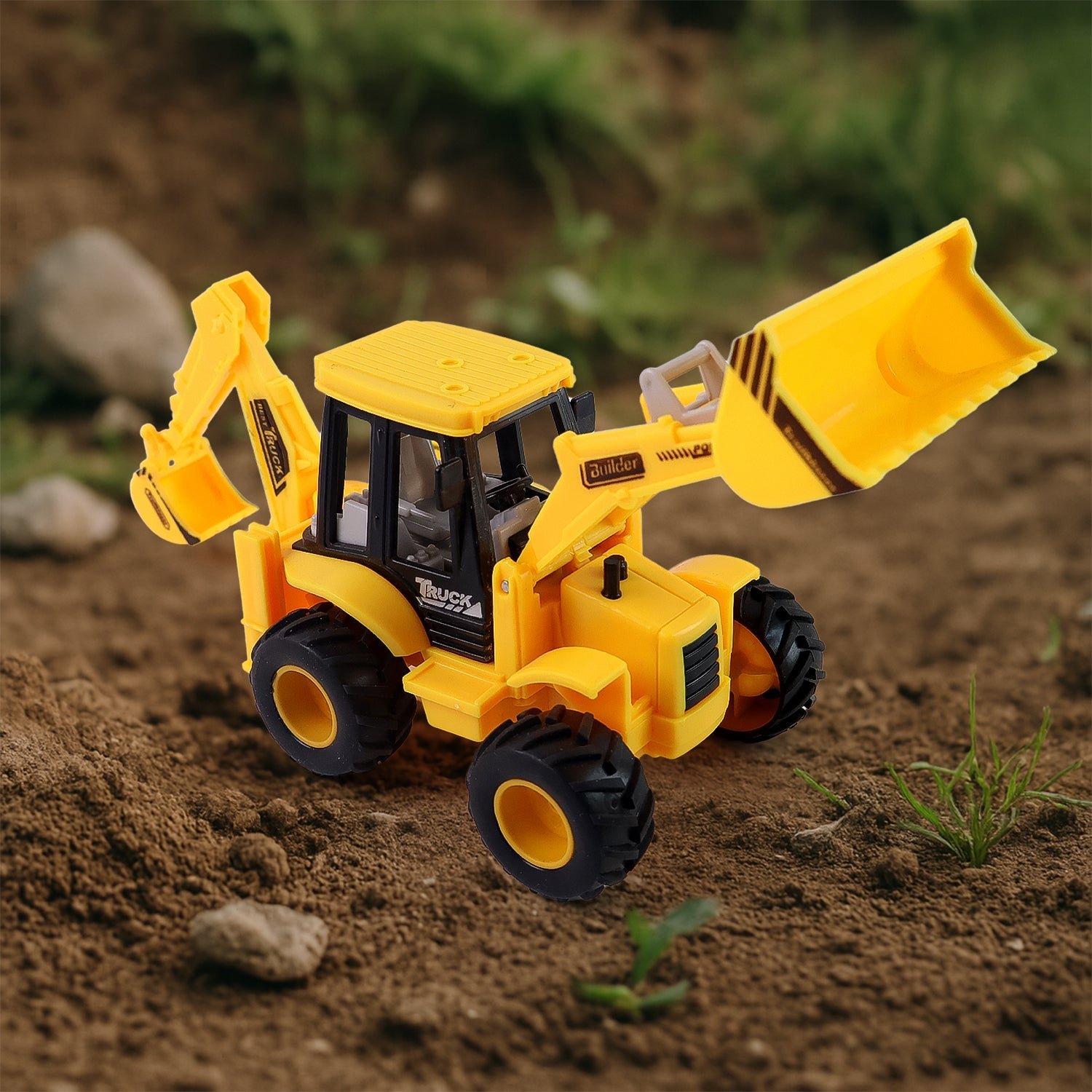 JCB Style Backhoe Loader Toy – Friction Powered Fun for Kids