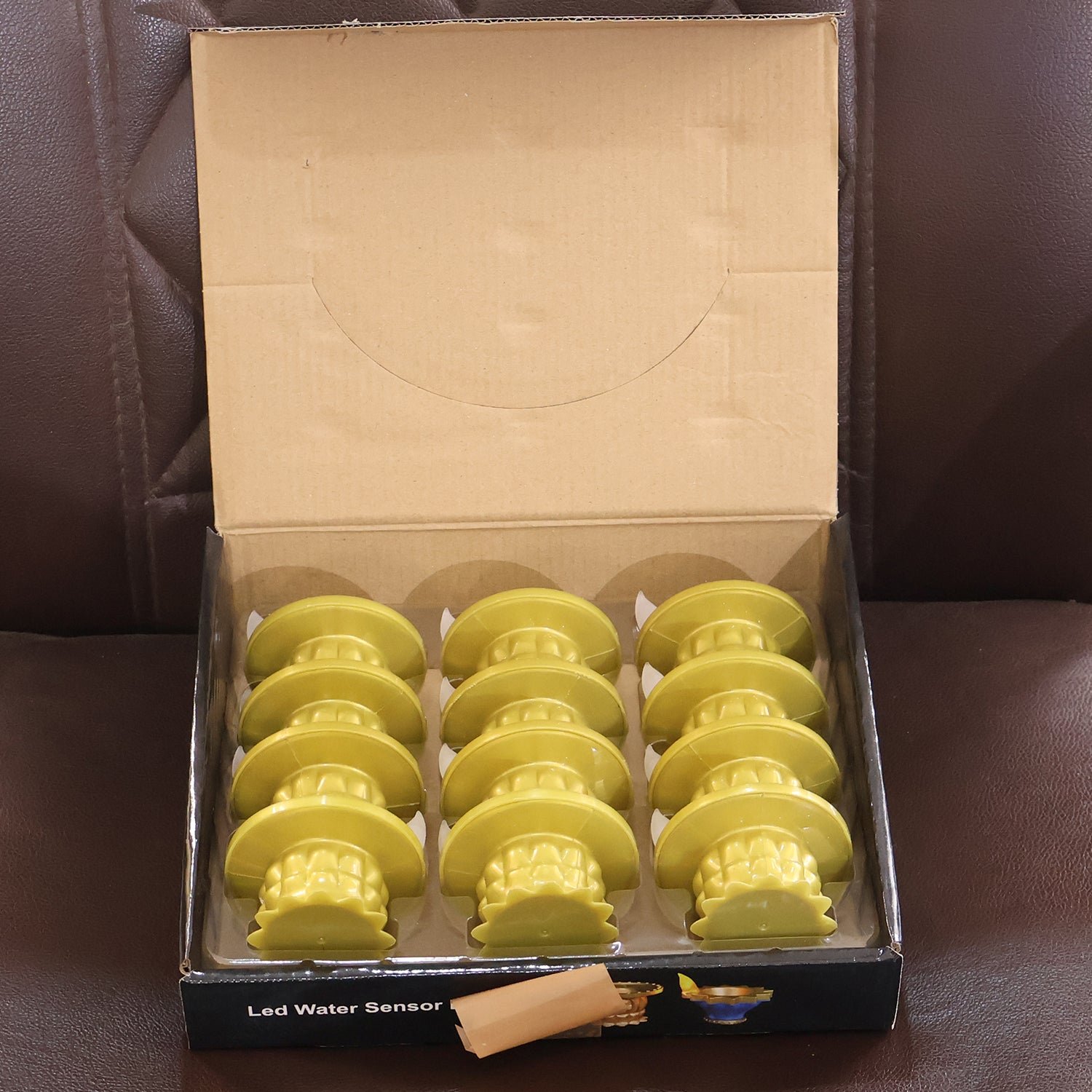 Water Sensor LED Diyas – Set of 12 Flameless Golden Lights