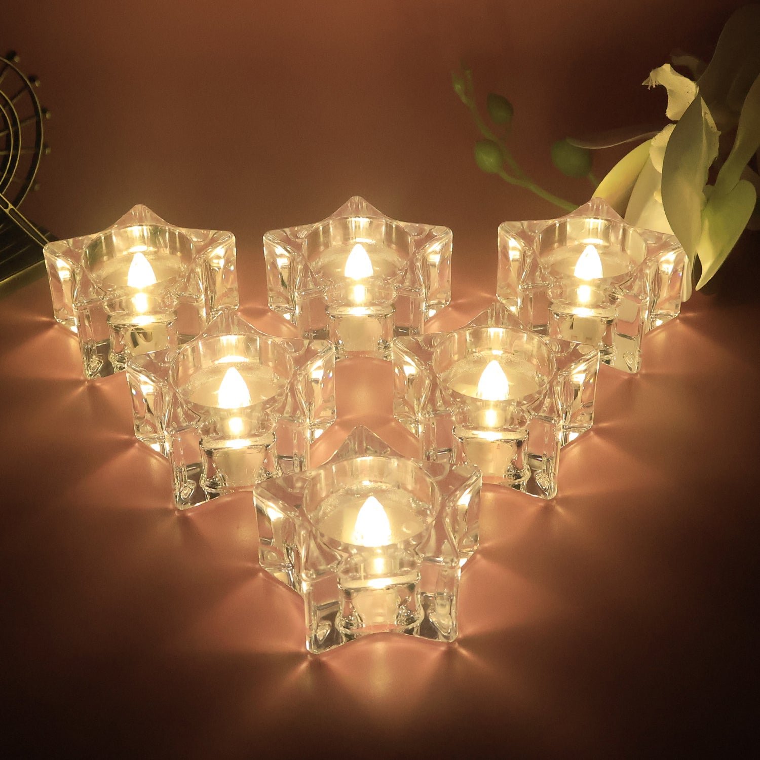 LED Crystal Effect Flameless Candles – Set of 12 Decorative Tealights