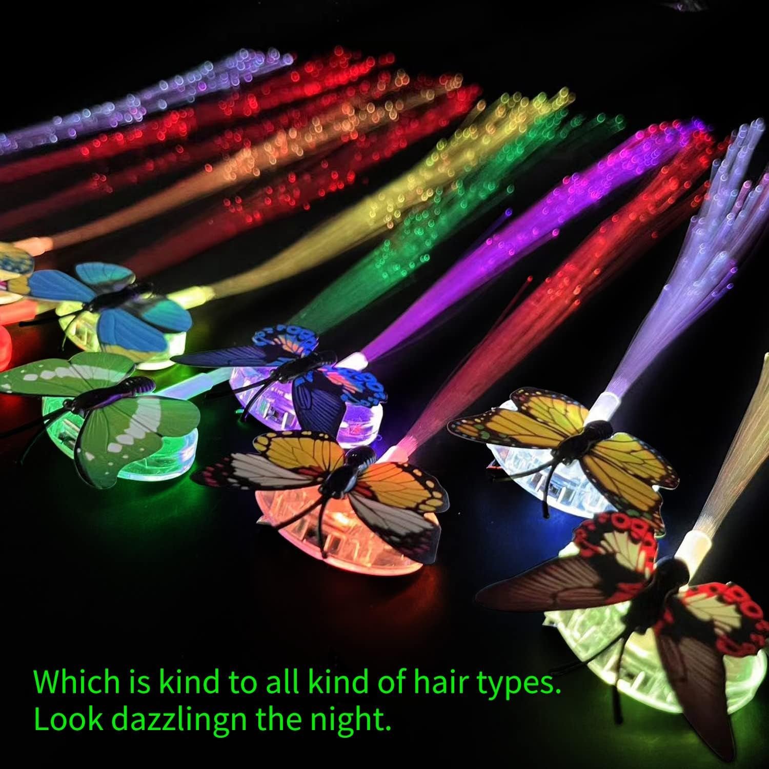 LED Butterfly Hair Braid Clip – Light-Up Party Accessory