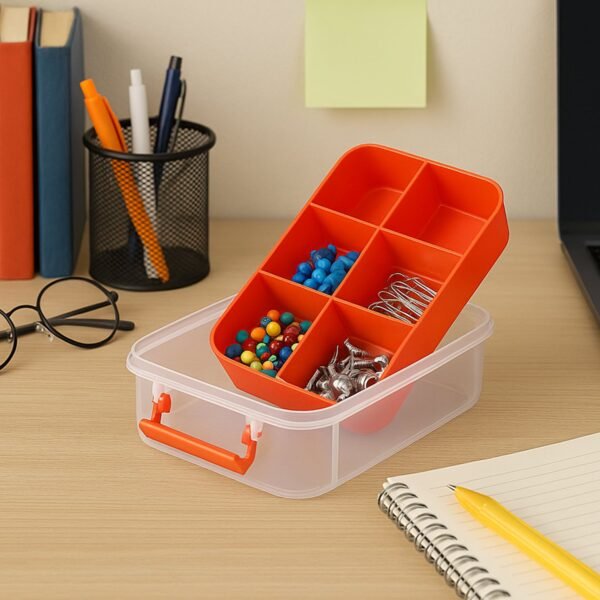 Transparent 3-Layer Storage Box with Handle and Lock Clips