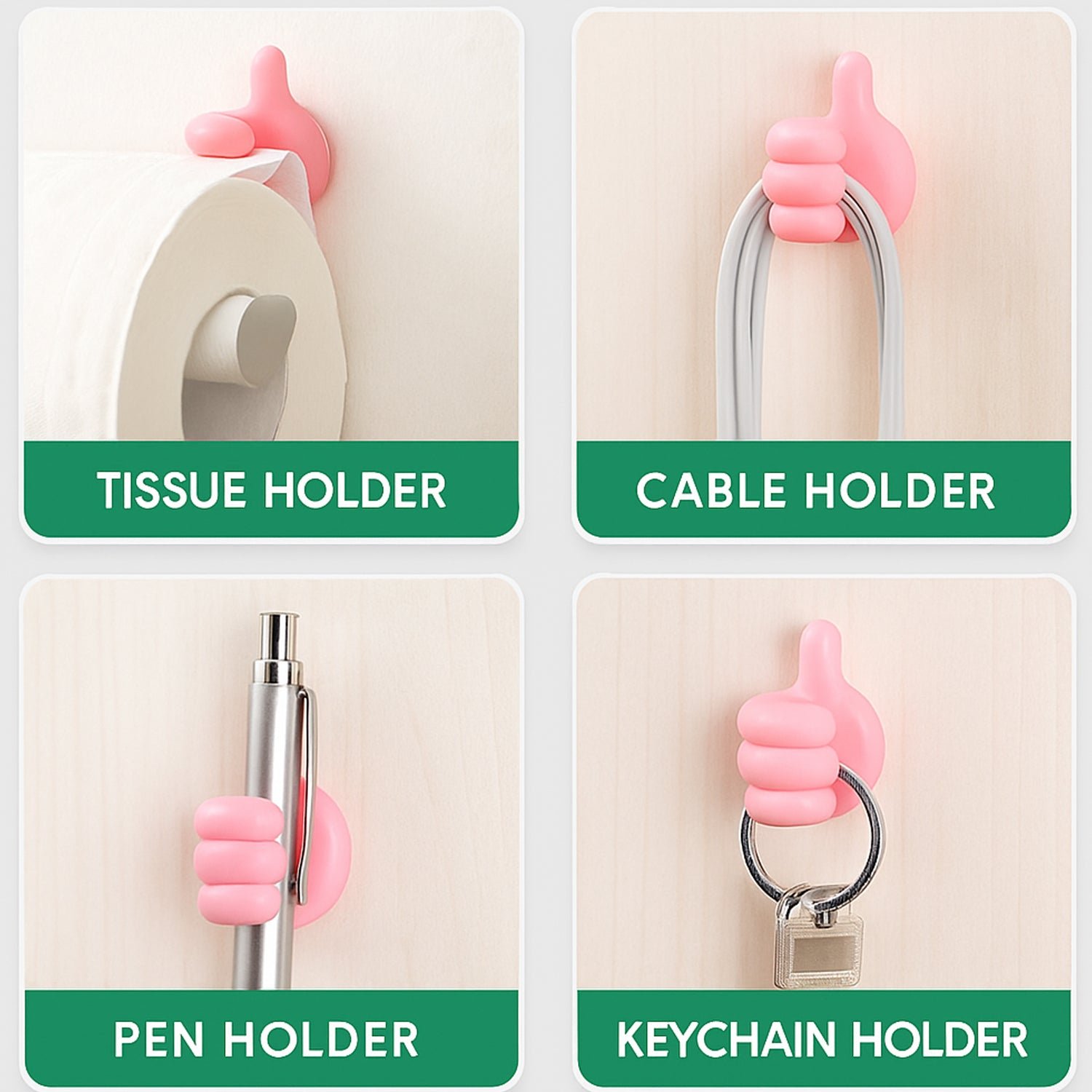 Hand-Shaped Wall Clip Holder – Pink Silicone Cable Organizer