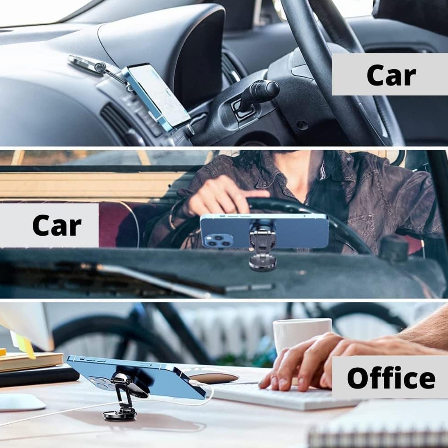 Magnetic Car Phone Holder – 360° Rotating Metal Mount |