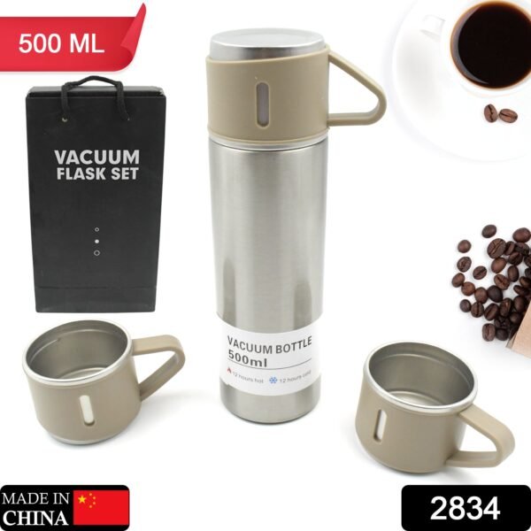 Stainless Steel Vacuum Flask Set – Keeps Drinks Hot & Cold 12h