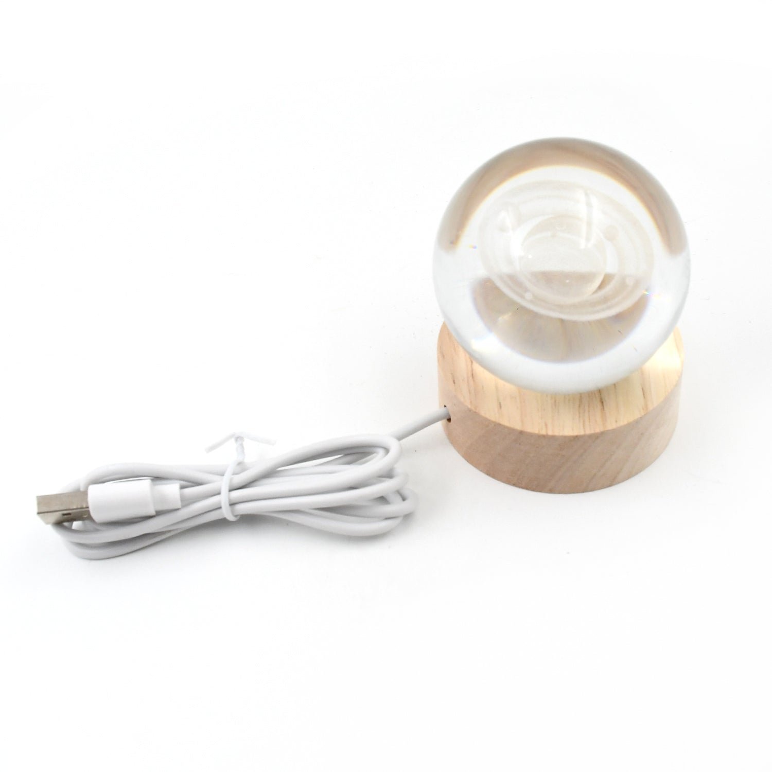 Astronaut Crystal Ball Lamp – 3D Night Light with Wood Base | Indo Glow