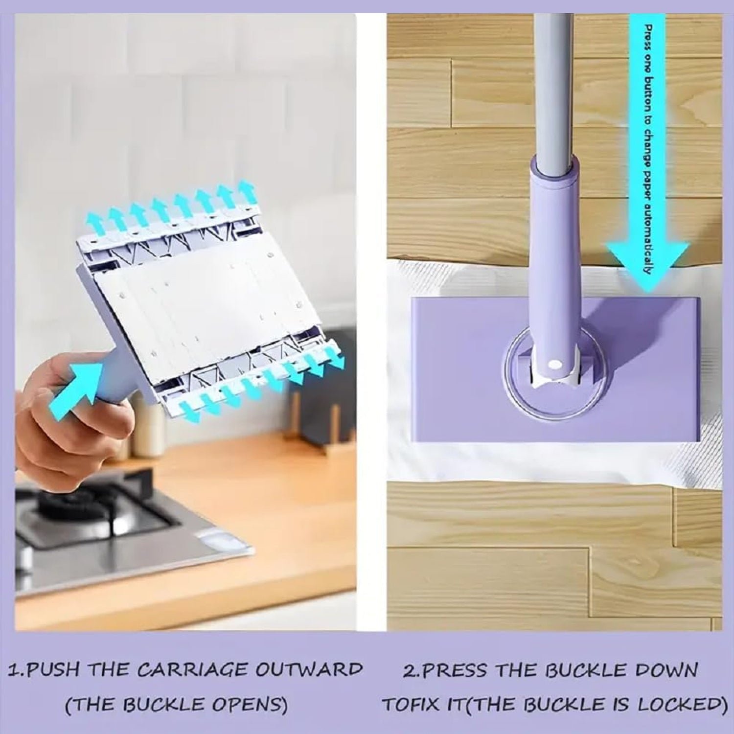 Mini Mop with Automatic Cloth Change & Push-Pull Handle | Velvet Wipe