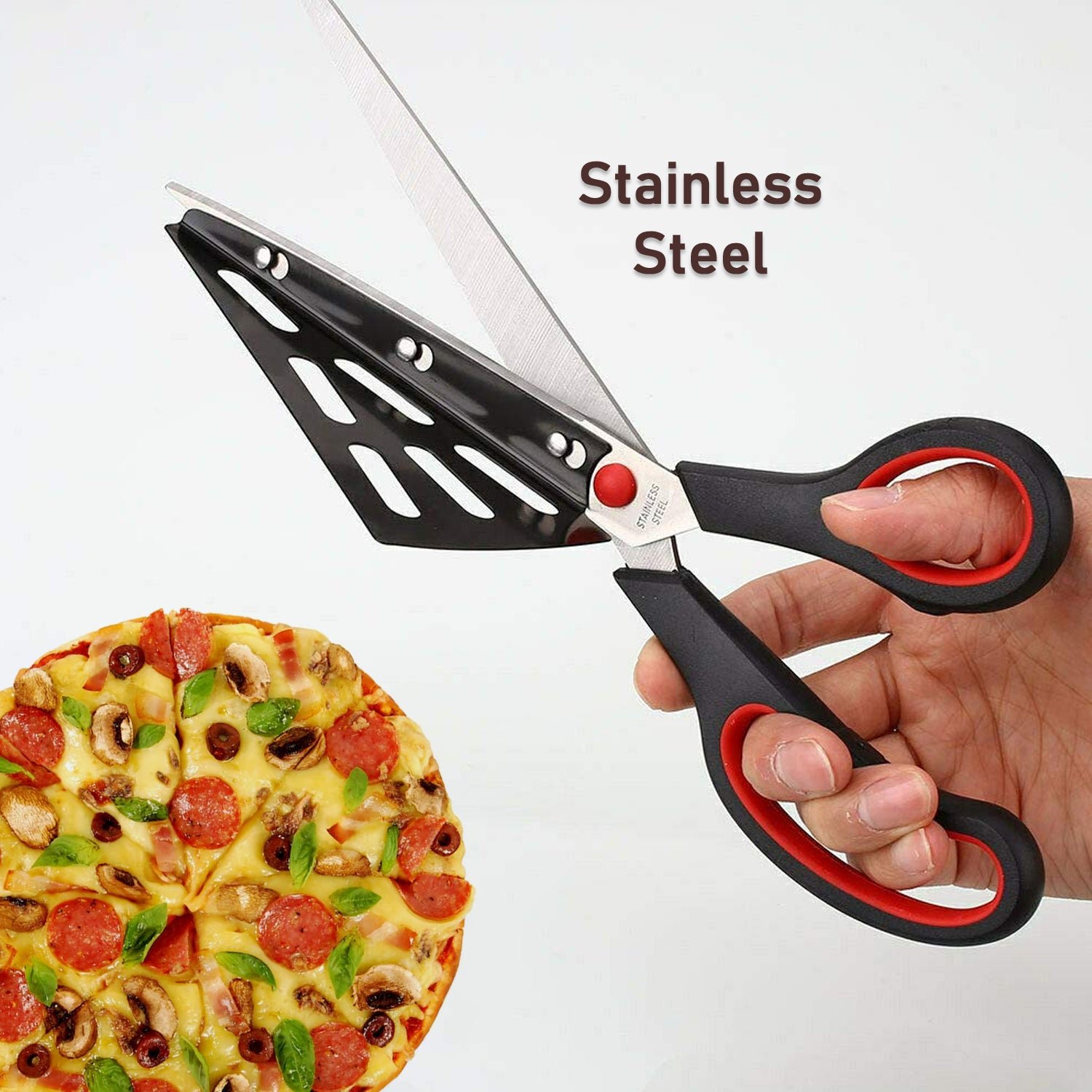 Pizza Cutter Scissors – Stainless Steel with Removable Spatula | Quickslice