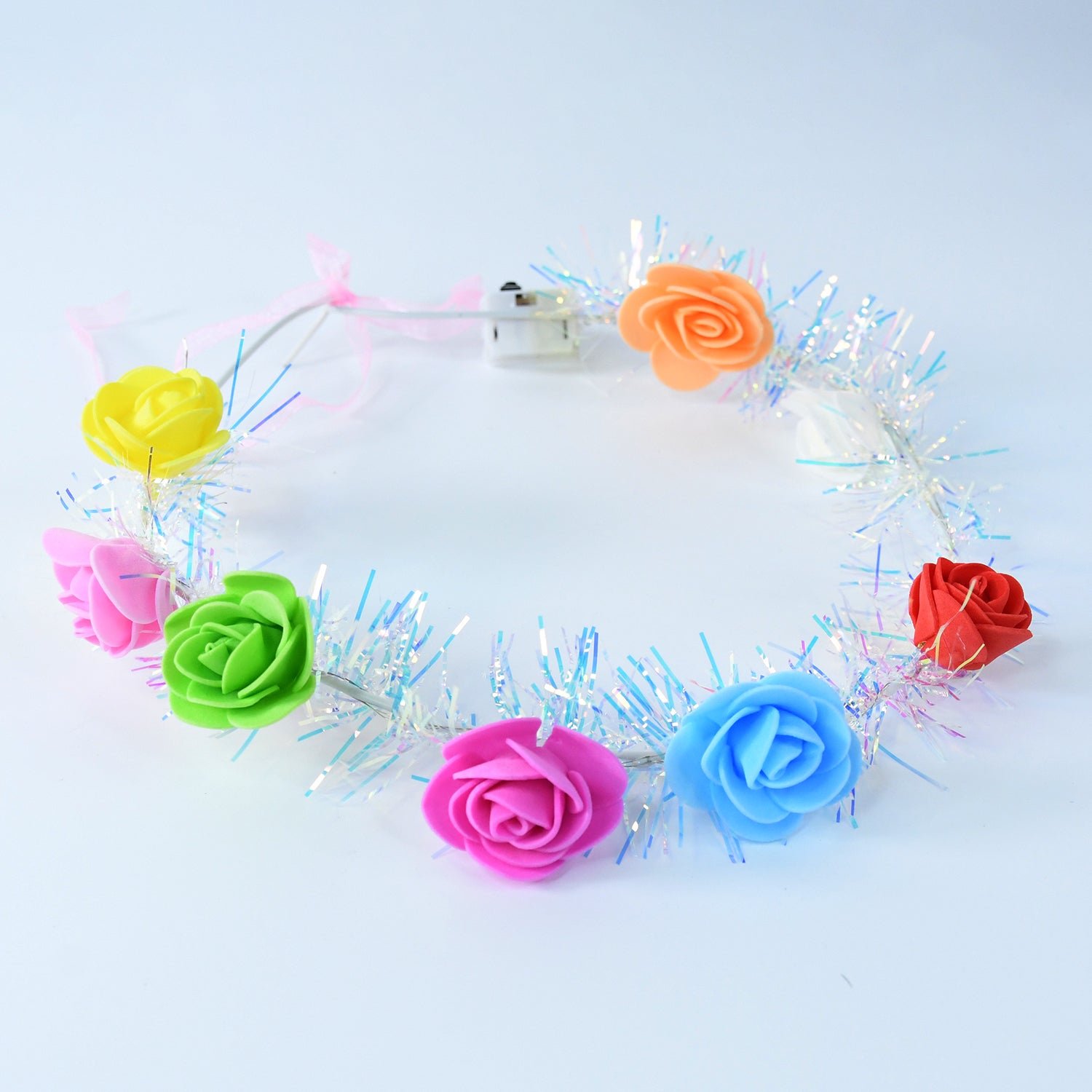 LED Flower Crown Headband – Multicolor Light-Up Roses