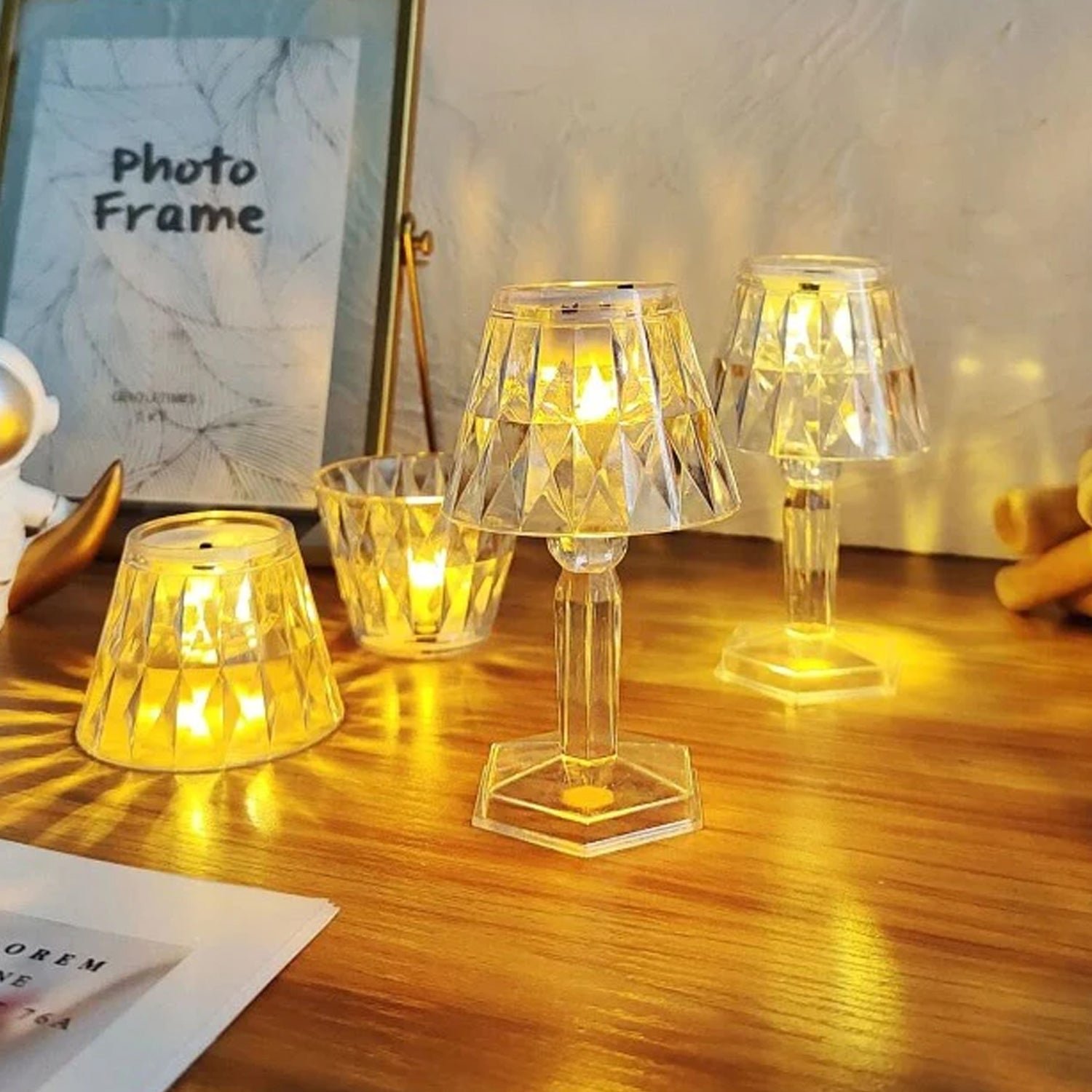 Crystal Table Lamp – Transparent Mini LED Reflection Light | Styleva