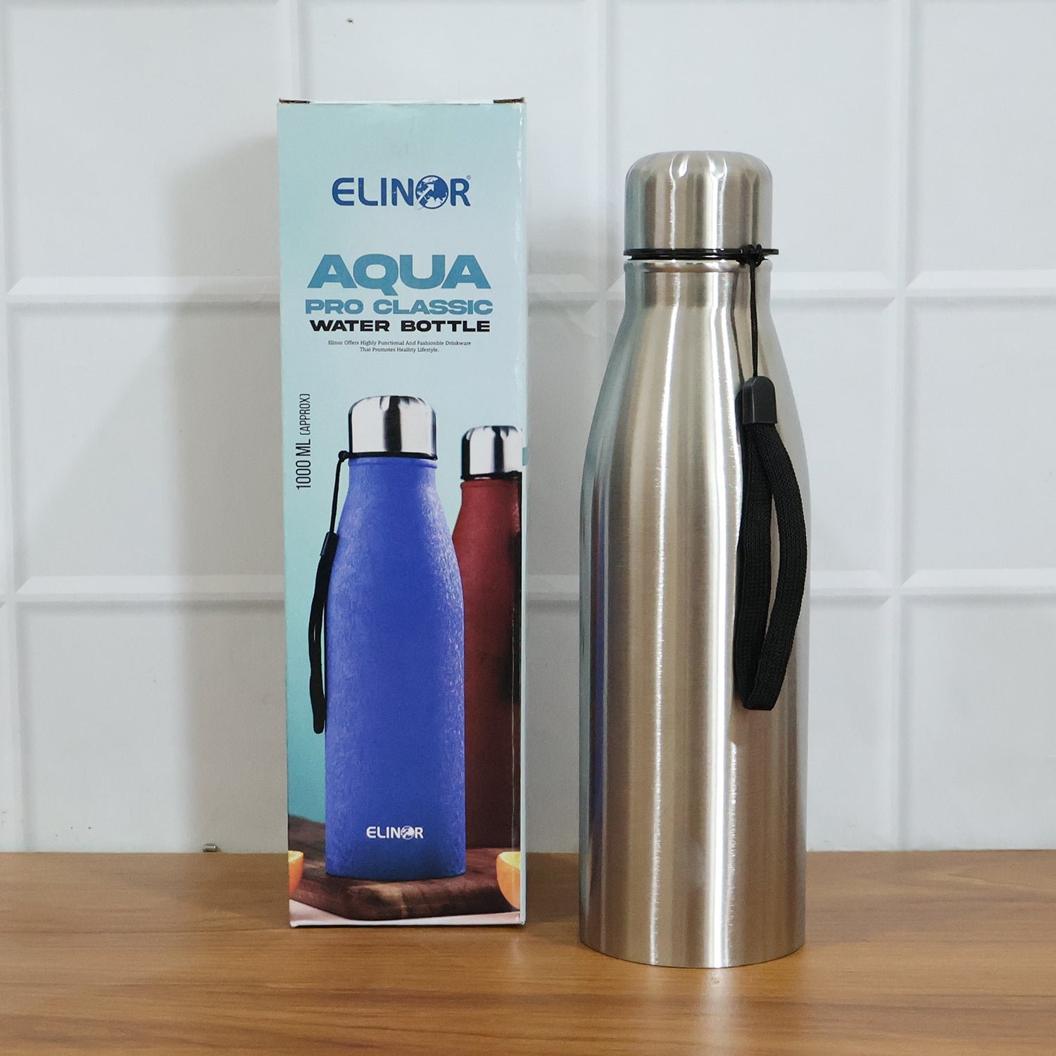 Stainless Steel Water Bottle 1000 ML – Leakproof with Carry Strap