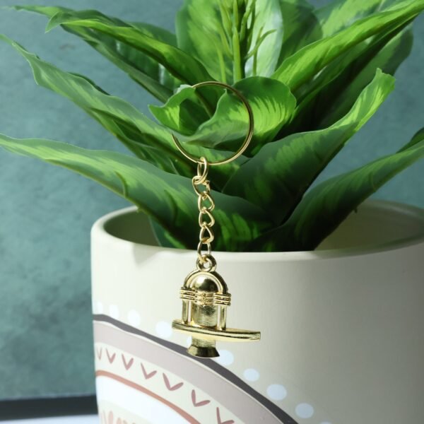 Shivling Keychain – Durable Golden Metal Devotional Accessory