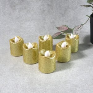 LED Tealight Candles – 6 Pc Flameless Christmas Glitter Set