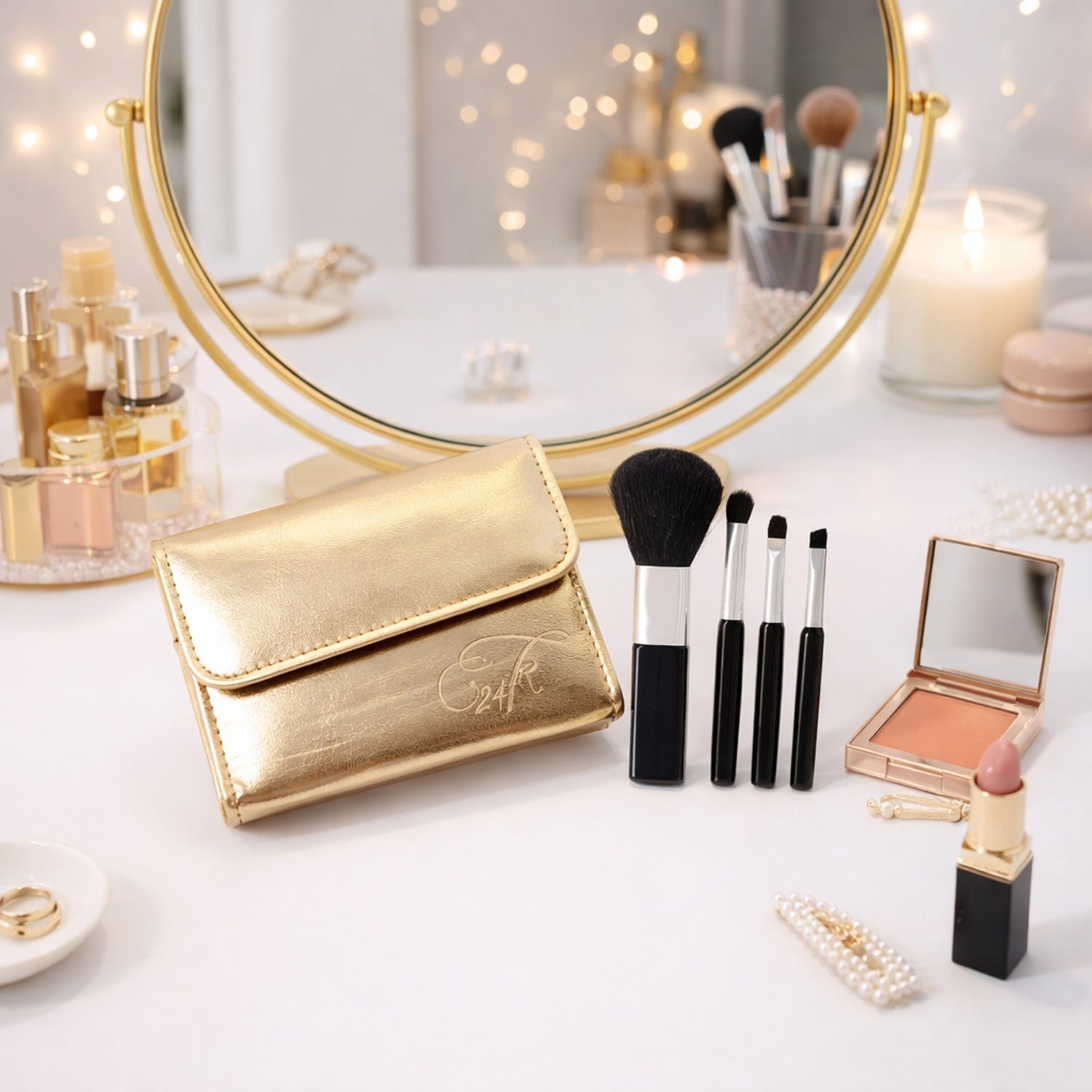 Makeup Brush Set – 4 in 1 Professional Brushes with Pouch