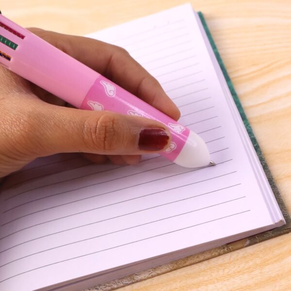 10-in-1 Multicolor Ball Pen – Smooth Writing with Cute Character Design