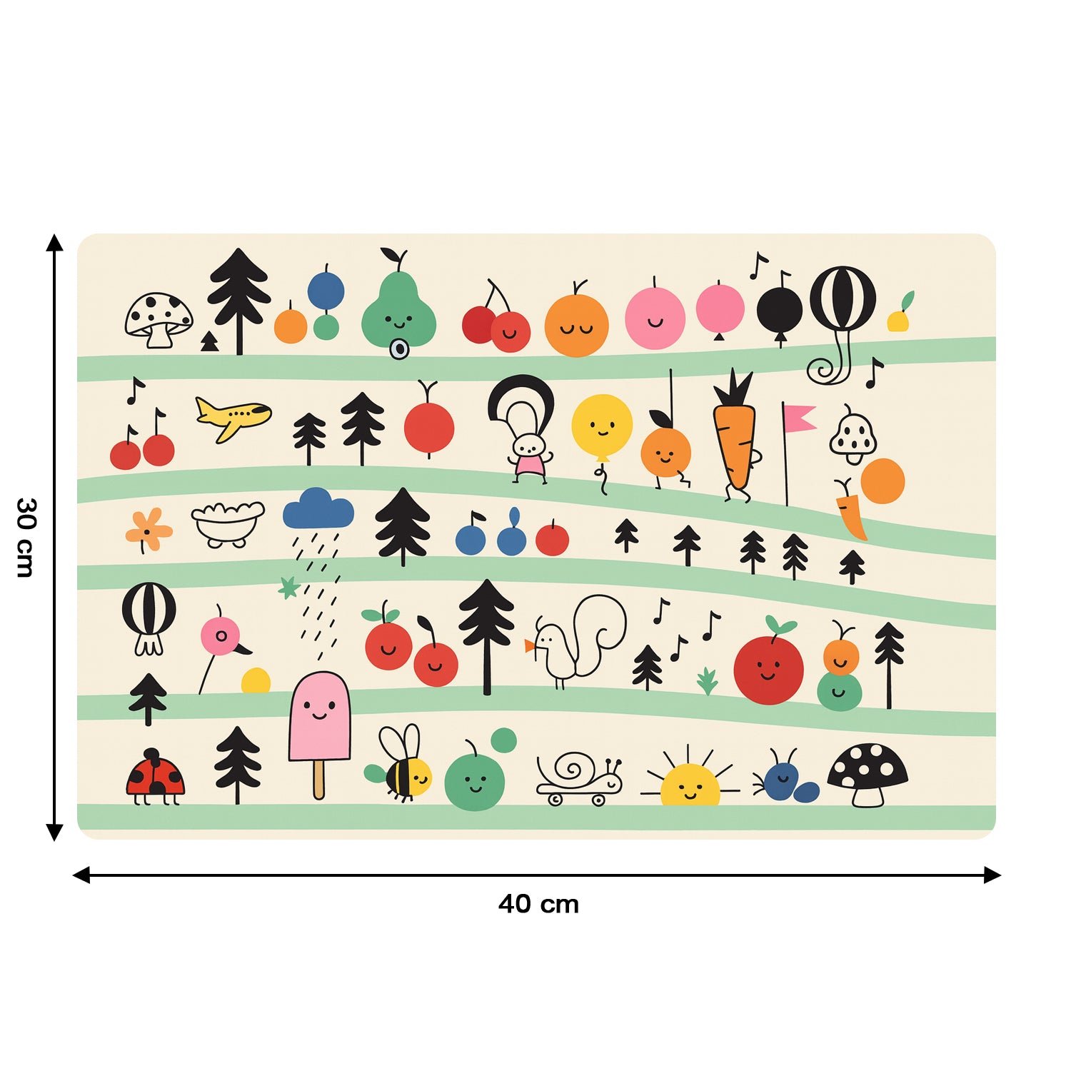 Kids Placemat Set – Colorful Cartoon Designs, Easy Clean