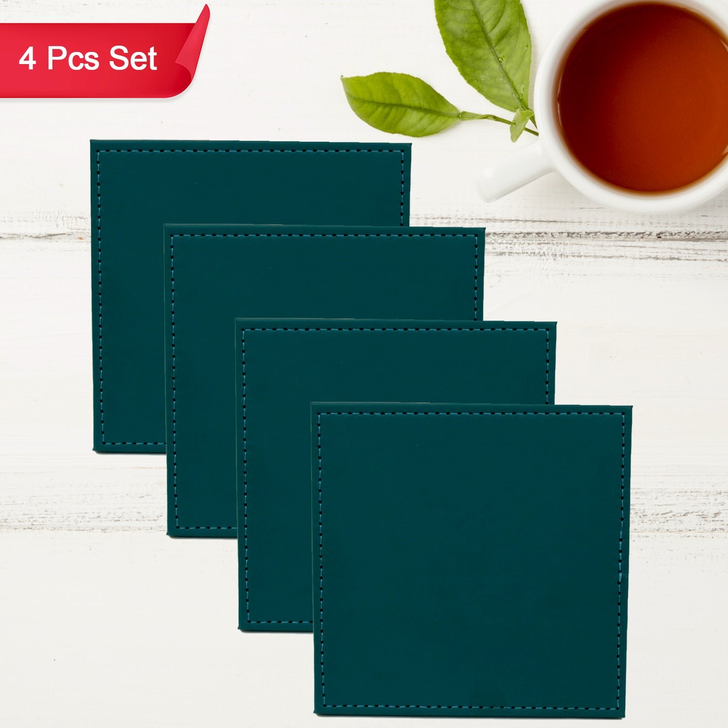 Leather Tea Coasters – Square Set for Dining & Coffee Table | Siplix