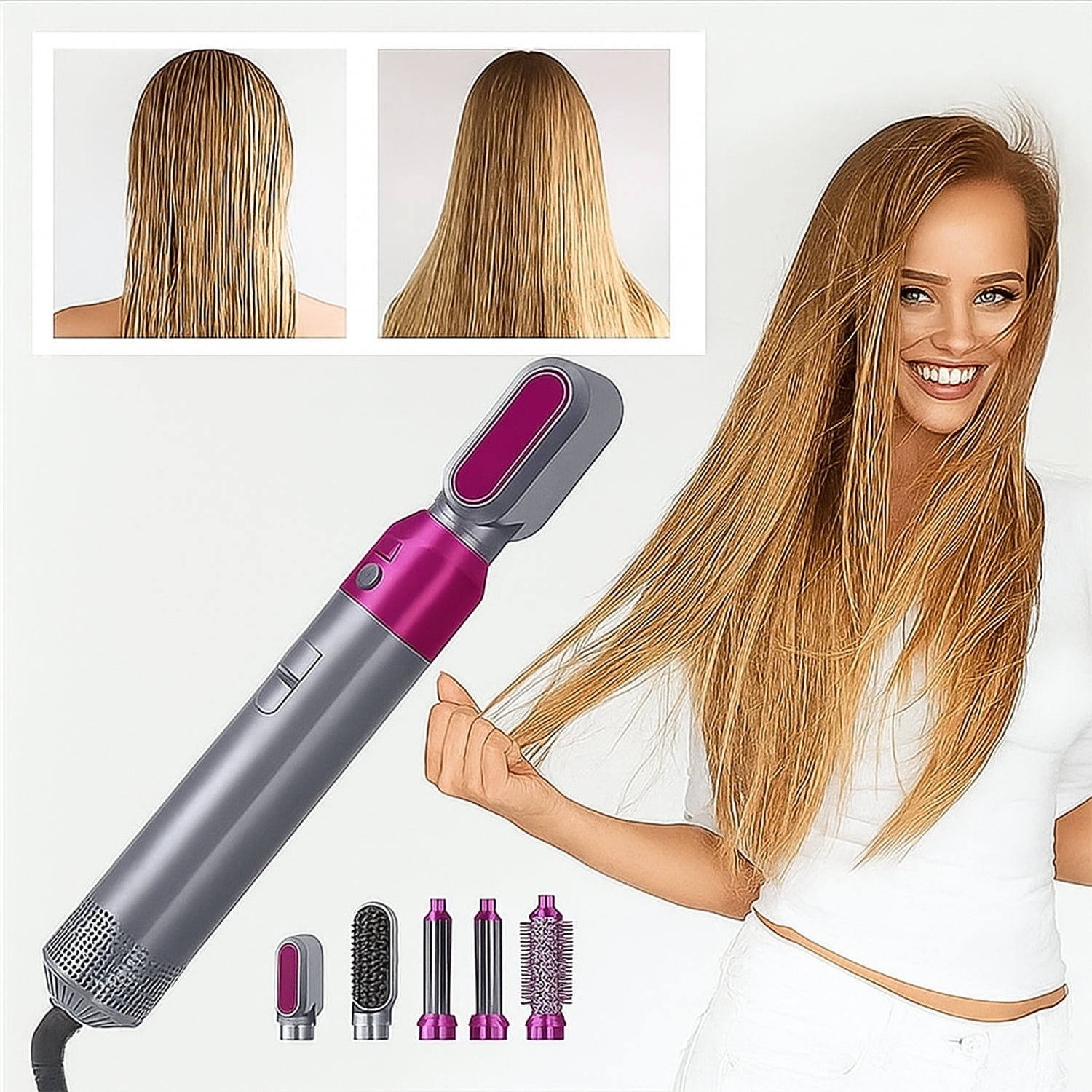 5 In 1 Hair Dryer Brush – Multifunctional Hot Air Styler with 1000W Power