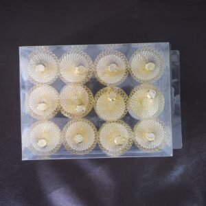 LED Flameless Candle Lights – Set of 12 with Golden Net Cover