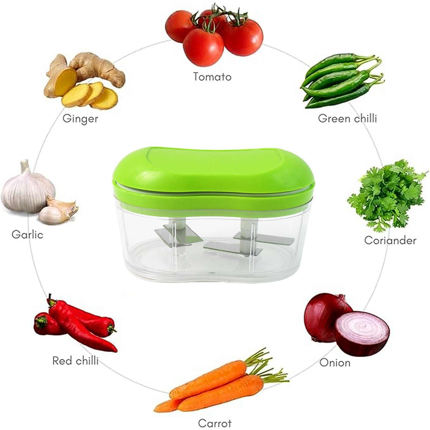 Garlic & Vegetable Chopper – Manual Hand Push for Quick Prep