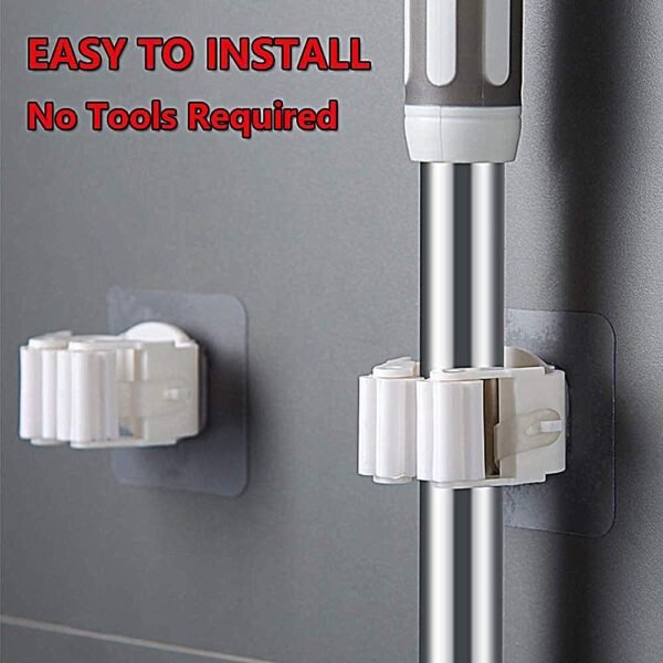 Self-Adhesive Mop Holder – Wall Mount Broom Organizer | Storenzo