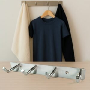 Stainless Steel Coat Hook Rack – 4 Heavy Duty Hooks for Home