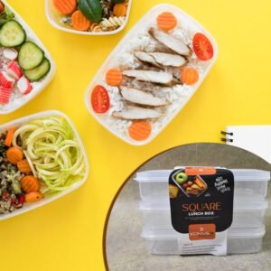 Plastic Lunch Box Set – 3-Piece Square Storage | Konvex